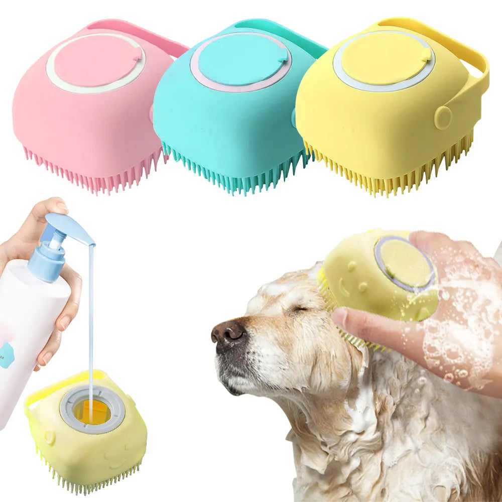 Escova de banho de silicone macia para animais de estimação